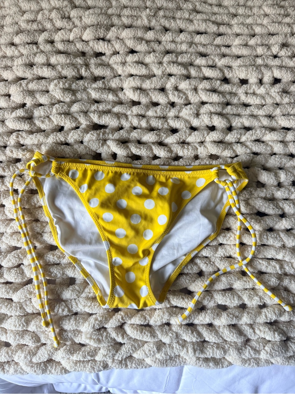 Victoria's Secret Yellow and White Polka Dot Bikini Bottom